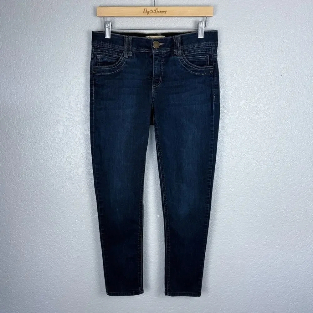 Democracy Skinny Dark Wash Ankle Blue Jeans 6 Stretchy Cropped Denim Jeans Crop
